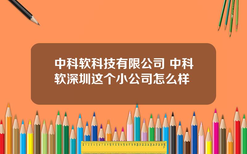 中科软科技有限公司 中科软深圳这个小公司怎么样